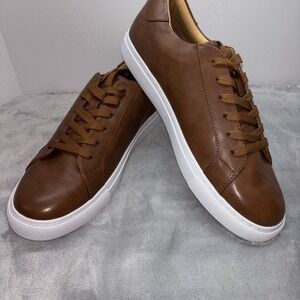 Ace Marks Brett Mens Size 13D Faux Leather Sneakers Shoes Brown Cognac NIB